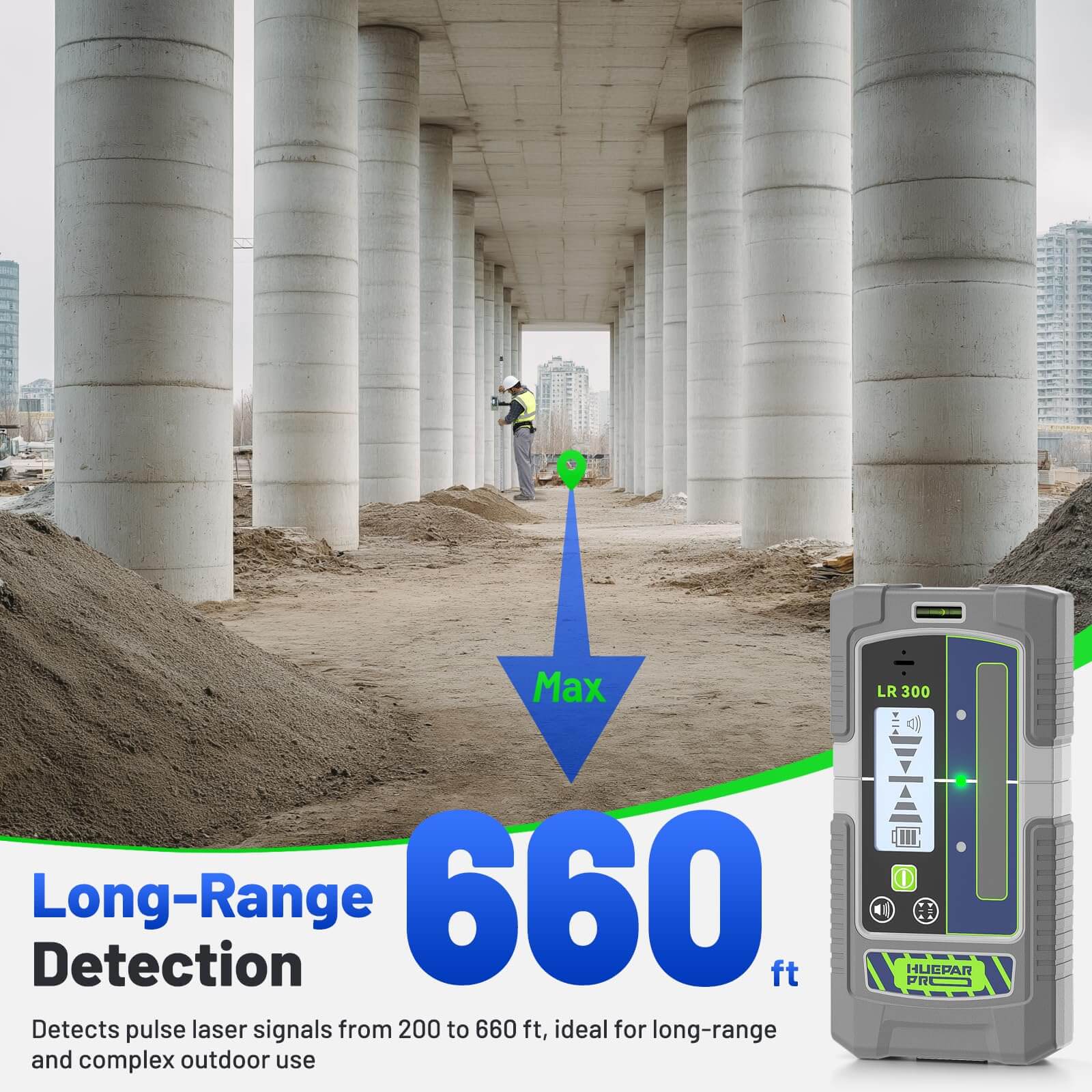 Huepar LR300 - Detector láser/Receptor láser de línea