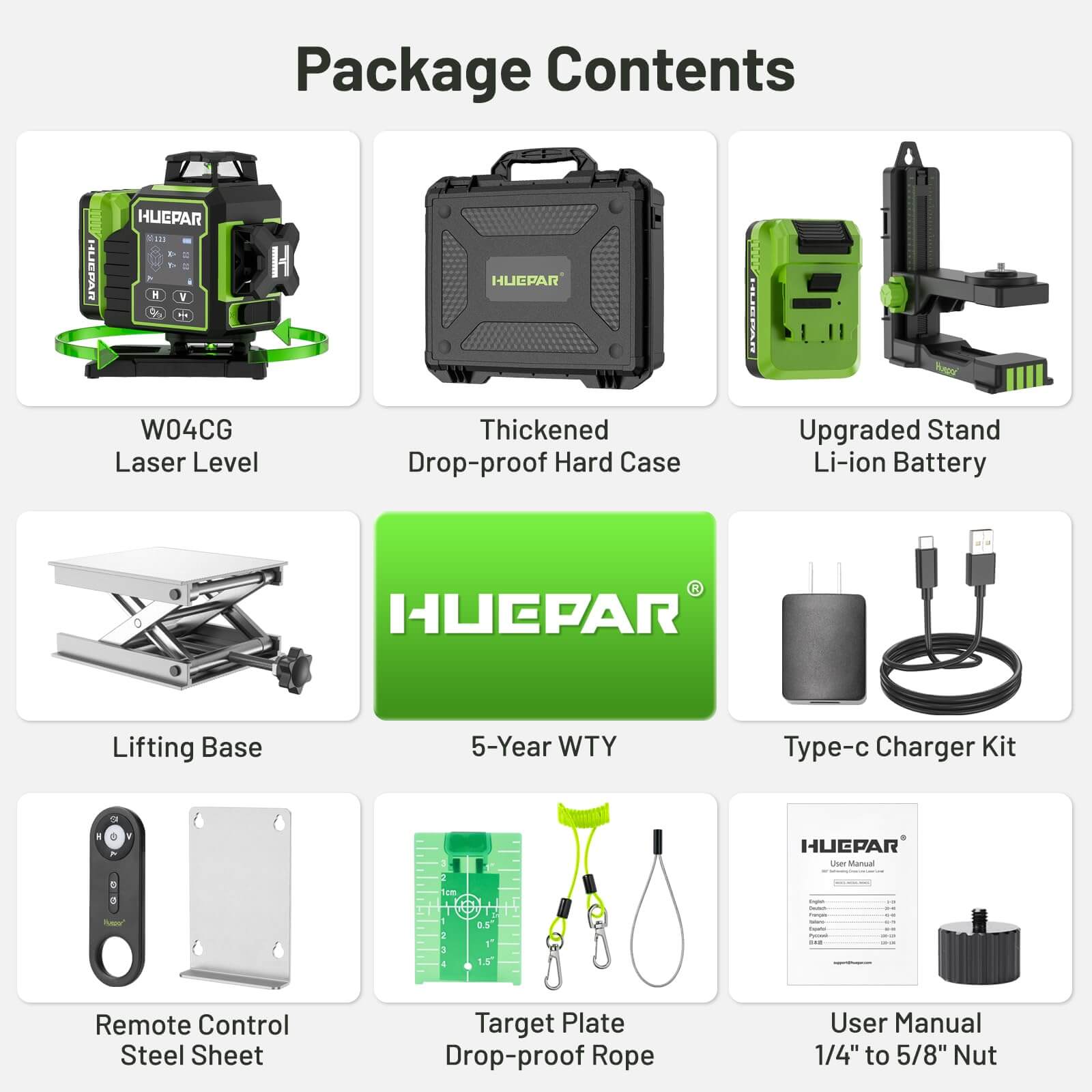 Huepar W04CG Nivel Láser