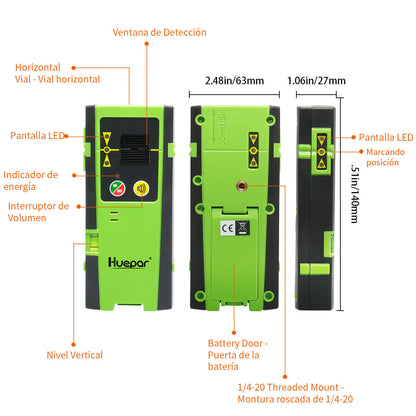 Huepar LR6RG - Detector láser para nivel láser de línea