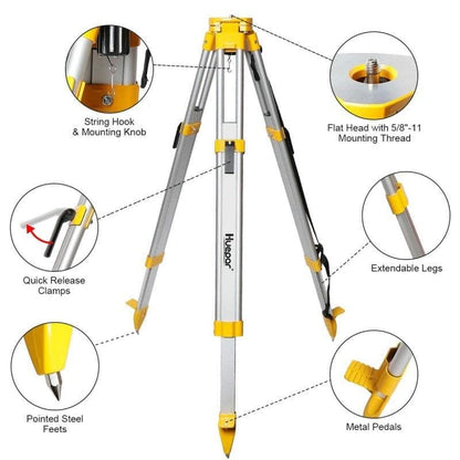 Huepar M3Y - Aluminum Flat Head Heavy Duty Tripod 1.65m / 65" with 5/8"-11 Male Thread - HUEPAR US